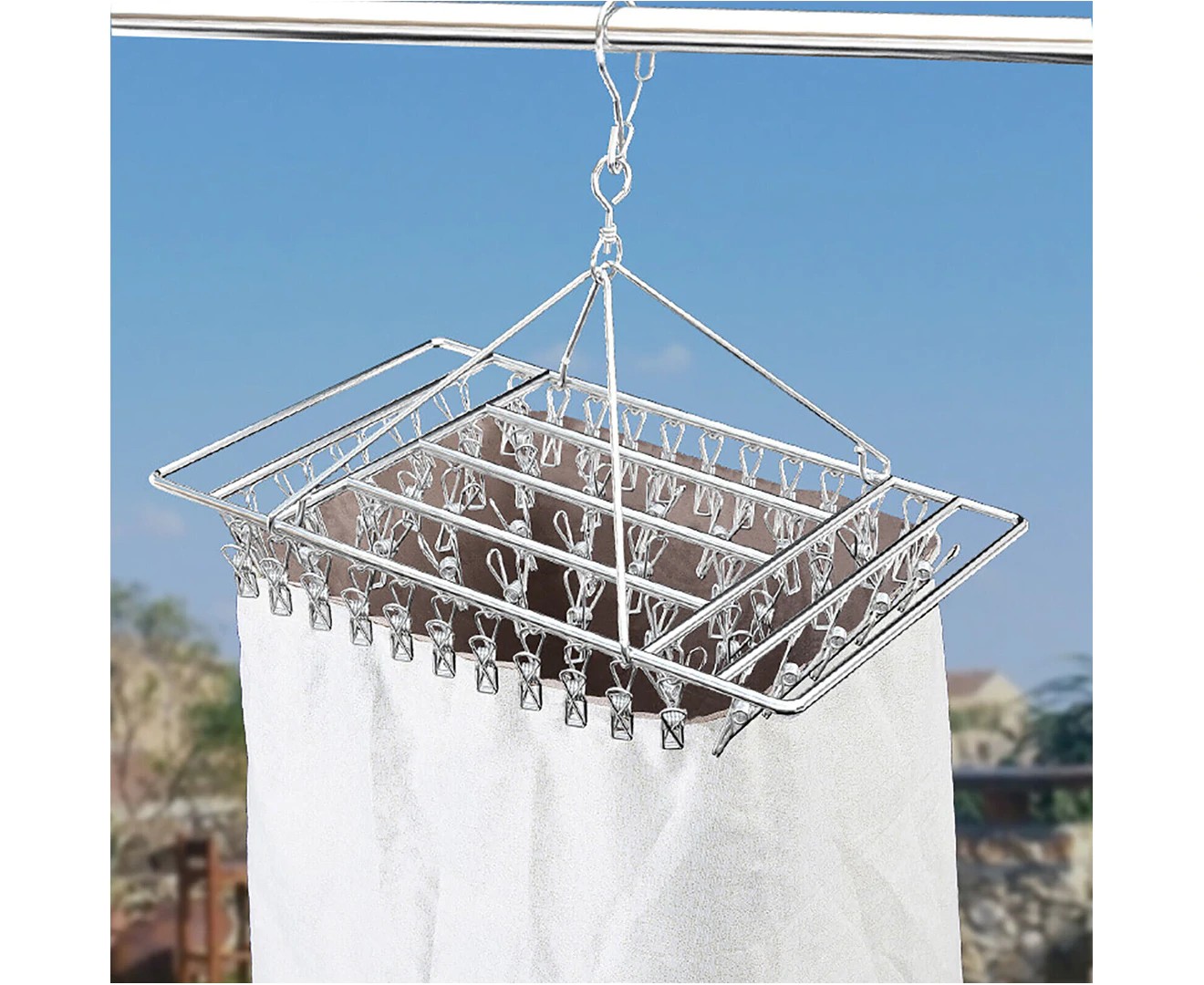 55 Pegs Stainless Steel Laundry Sock Underwear Clothes Dryer Rack Hanger