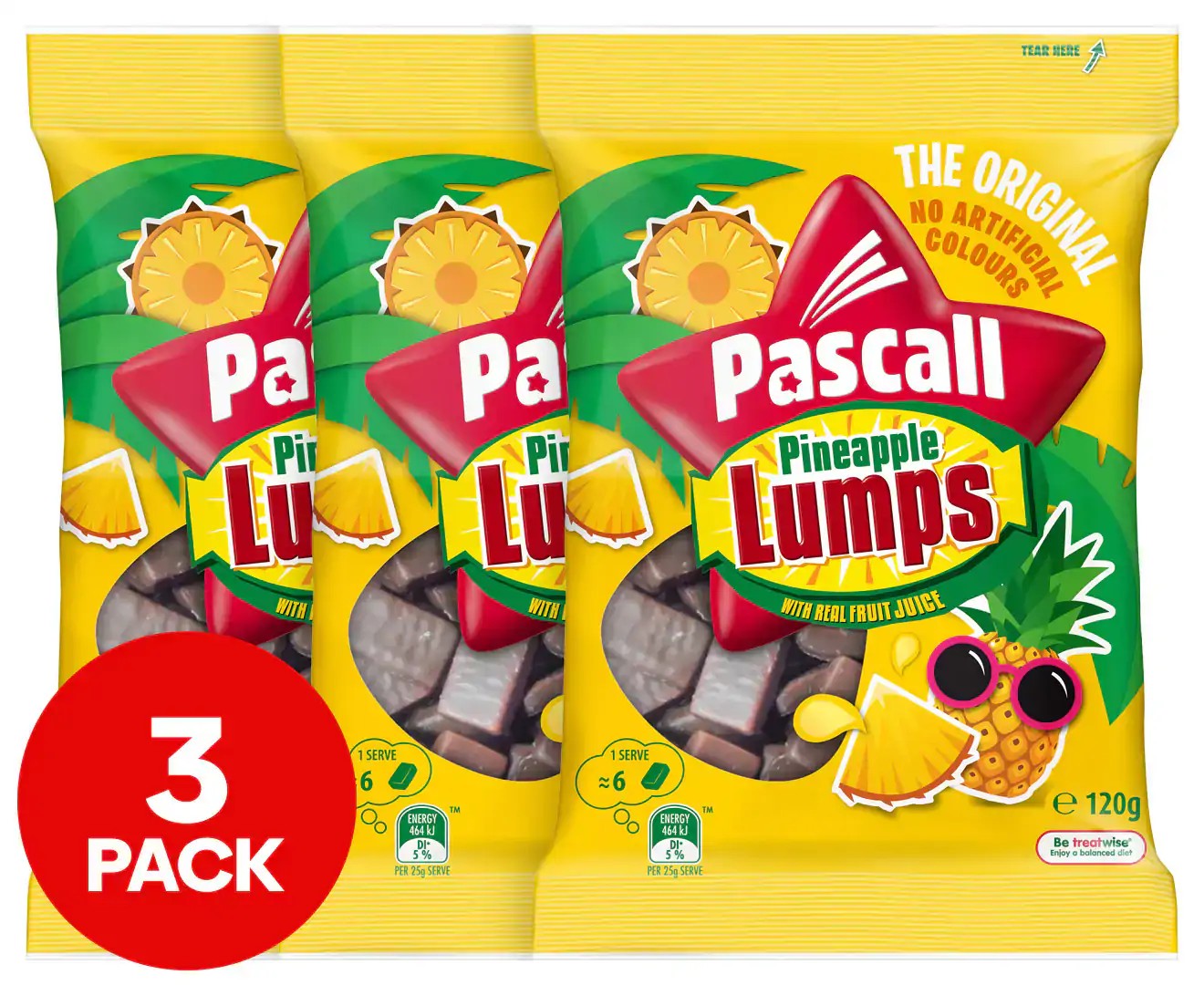 3 X Pascall Pineapple Lumps 120G