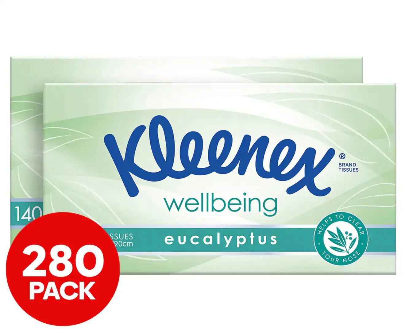 2 X Kleenex Facial Tissues Eucalyptus 140Pk