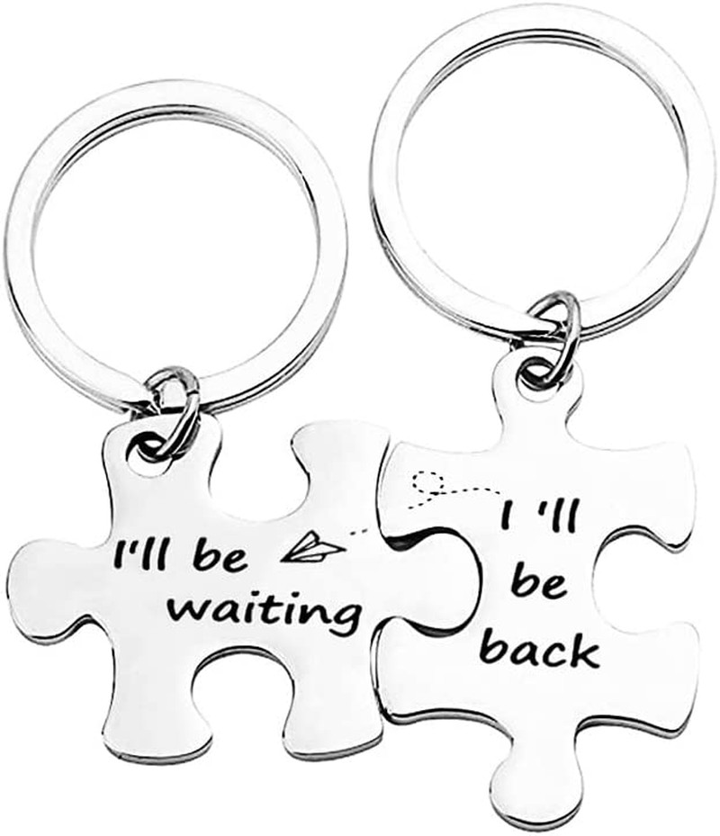 Long Distance Relationship Gifts for Couples Gifts for Him and Her Boyfriend Girlfriend Birthday Christmas Gifts for Husband Wife Couple Matching Puzzle Keychain