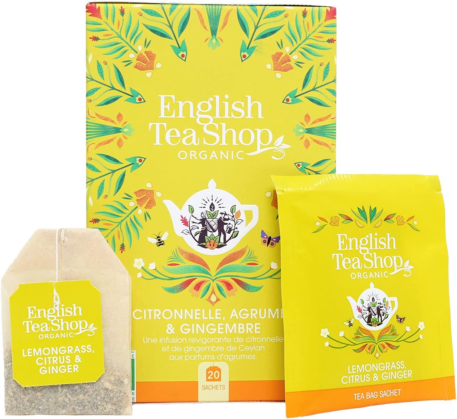 English Tea Shop Organic Lemongrass Ginger and Citrus Fruits Teabags