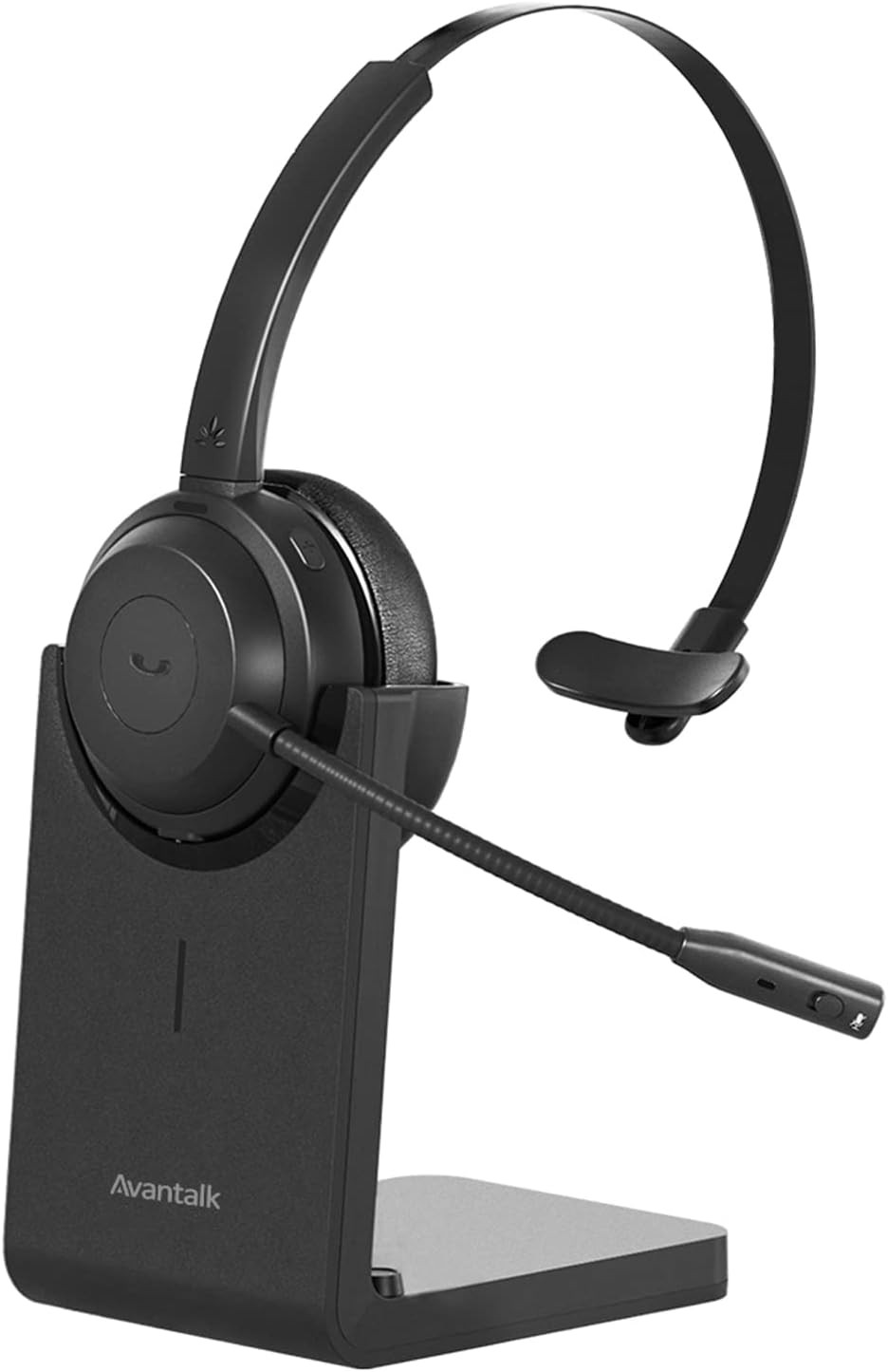 Avantalk Alto Solo – Qualcomm Bluetooth 5.1 Wireless Headset with CVC Noise-Canceling Microphone for PC, Computer, Laptop, Phone & Truckers with Mute Switch, Charging Dock, and Wired Headphones Mode