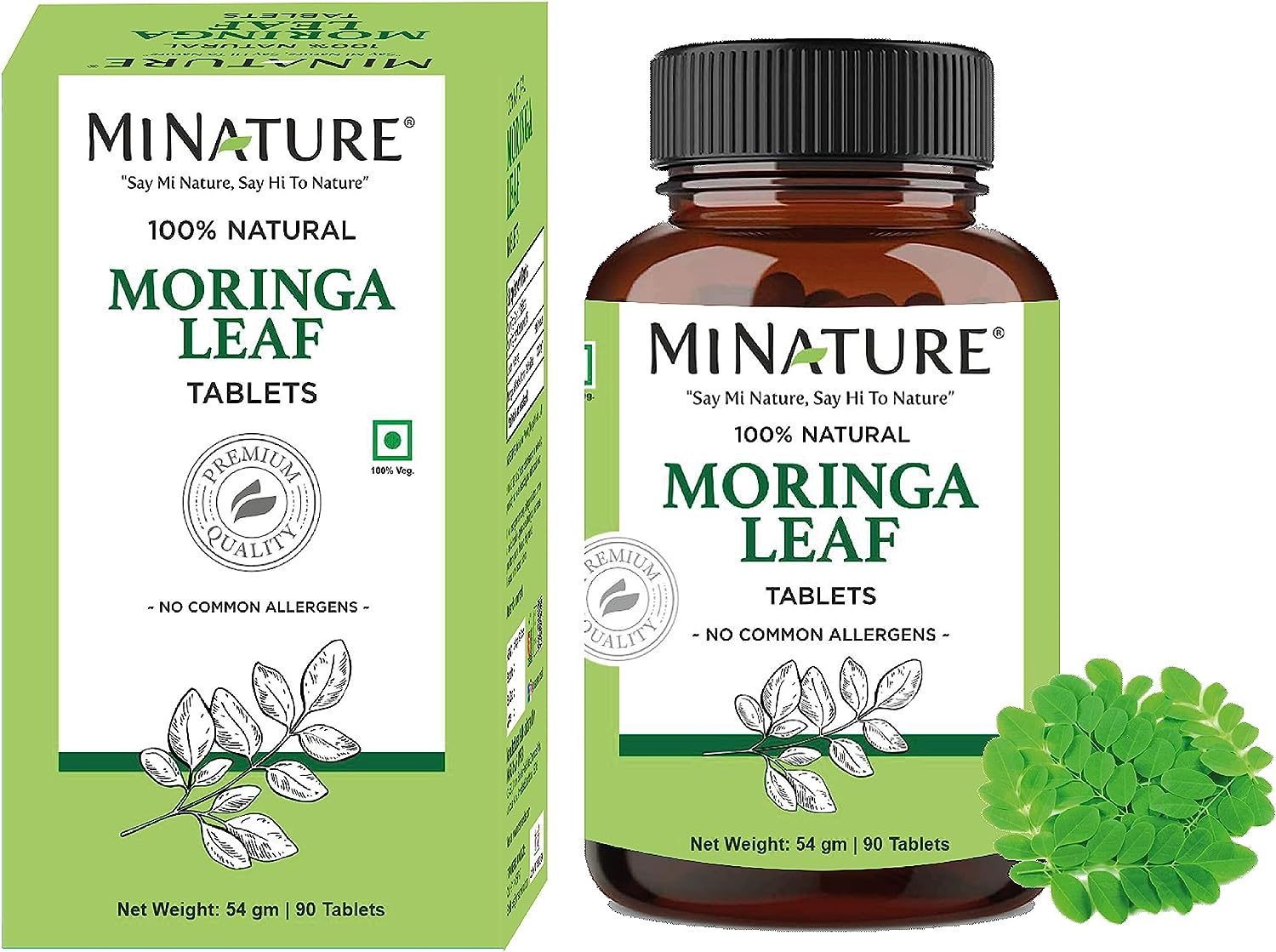 Moringa Leaf Tablets – 90 Tablets, 1000 Mg| by Mi Nature | 100% Natural Moringa| Antioxidant| Moringa Leaf Powder | Vitamin C |Vegan | from India