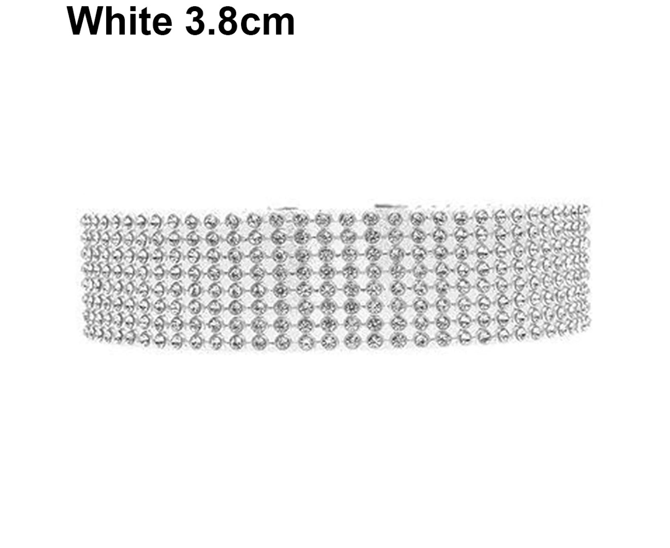 Women’S Fashion Punk Full Rhinestone Wide Choker Collar Necklace Party Jewelry White