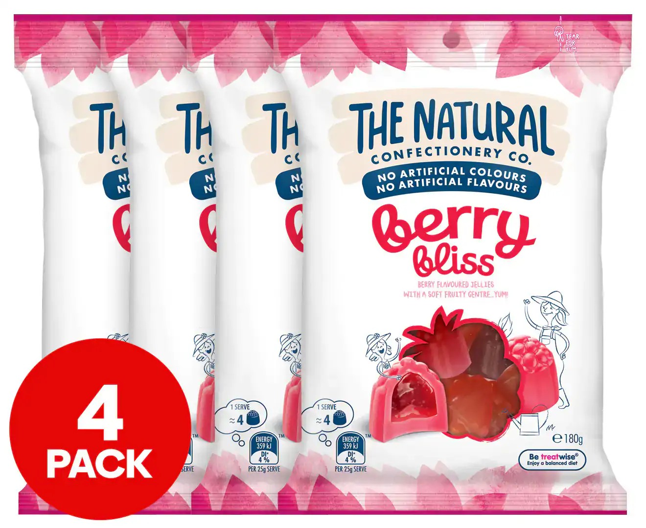 4 X the Natural Confectionery Co. Berry Bliss 180G