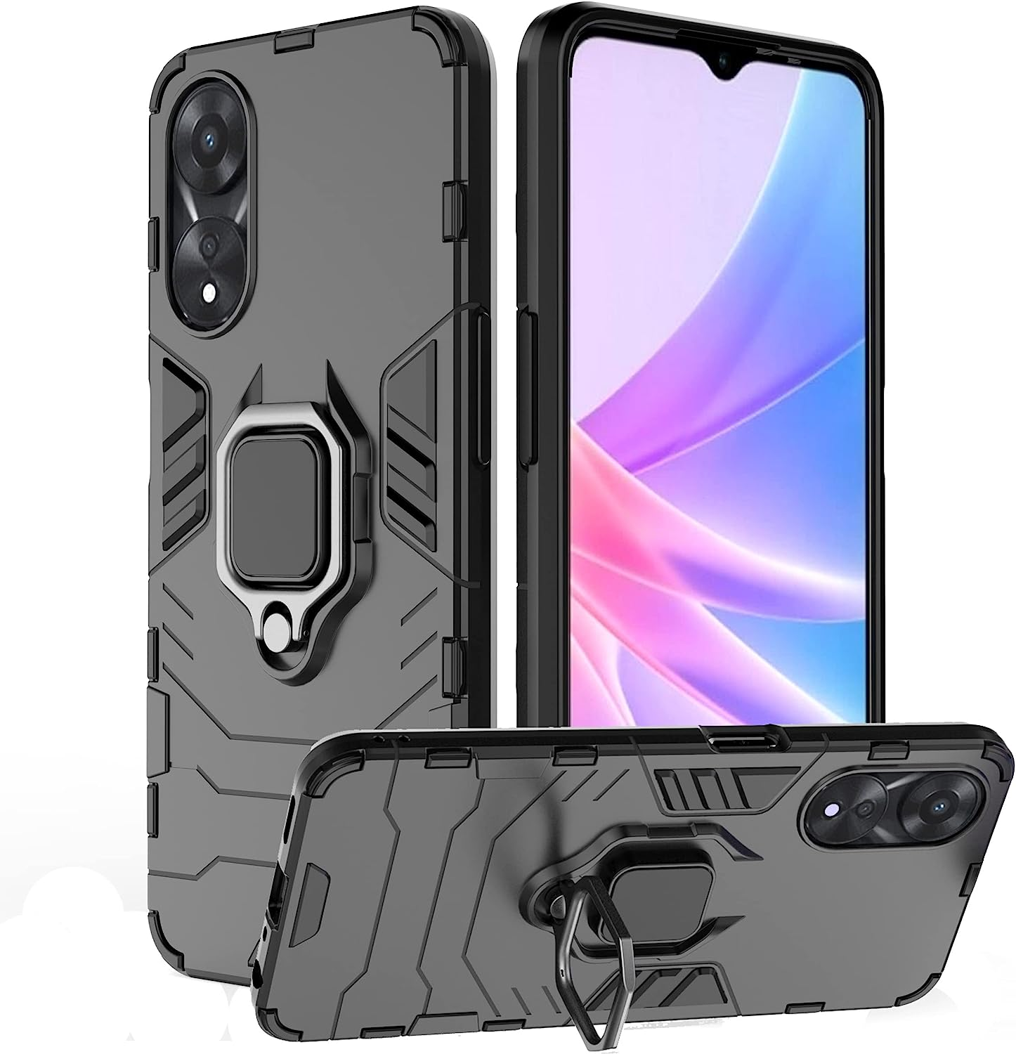 Electro-Weideworld Kickstand Case for Oppo A78 5G, Shockproof Hard PC Holder Stand Protective Case Cover for Oppo A78 5G