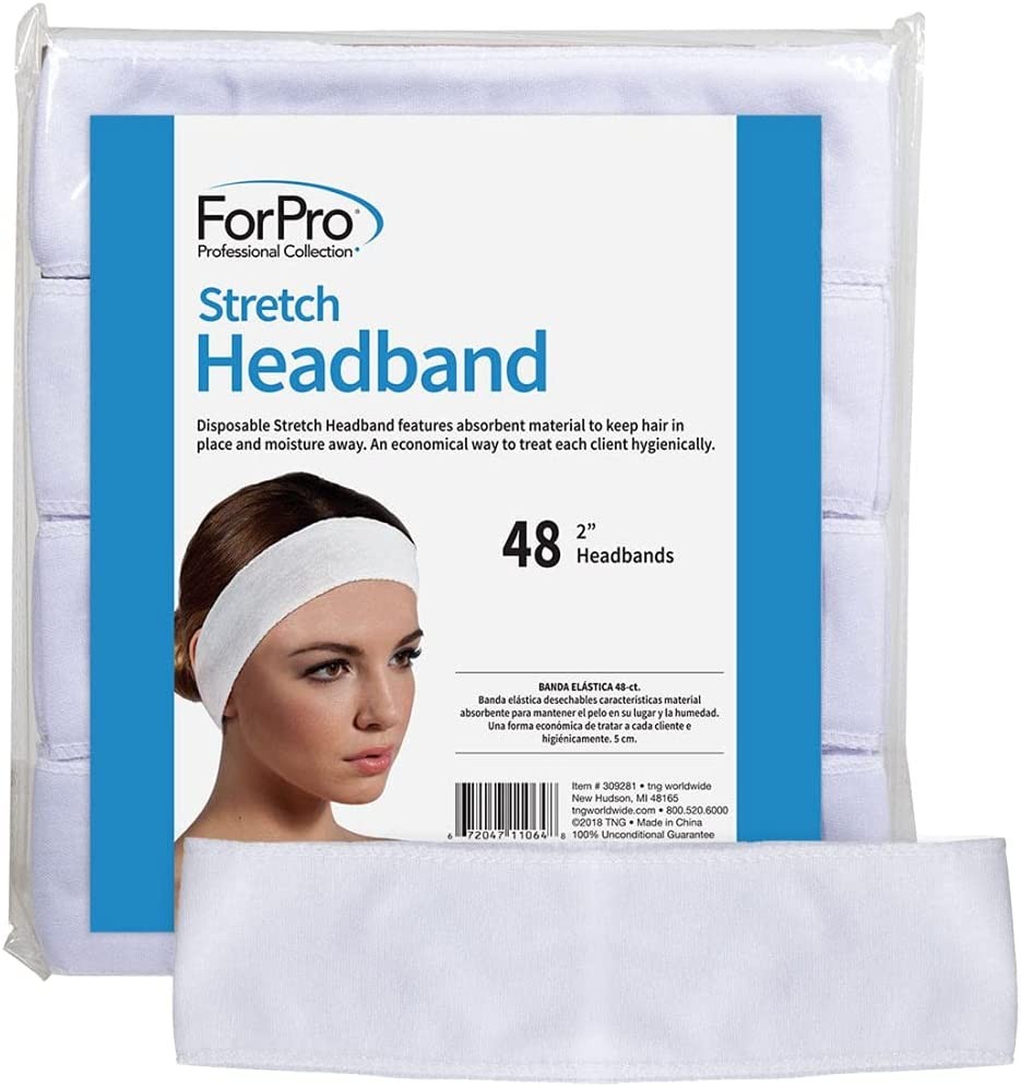 Forpro Stretch Headbands – Moisture Absorbent Disposable Spa Headbands – 2.25” W X 18” C – 48-Count