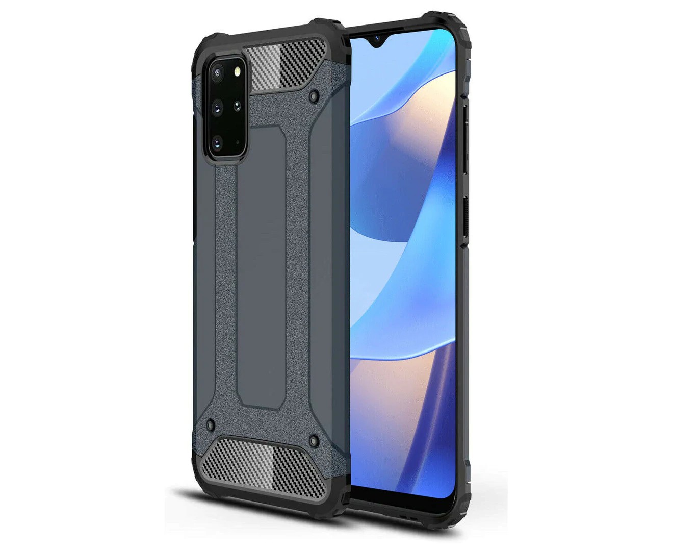 Oppo A16S Deluxe SHOCK-ABSORBERS Hybrid Dual Layer Case Cover – Dark Blue