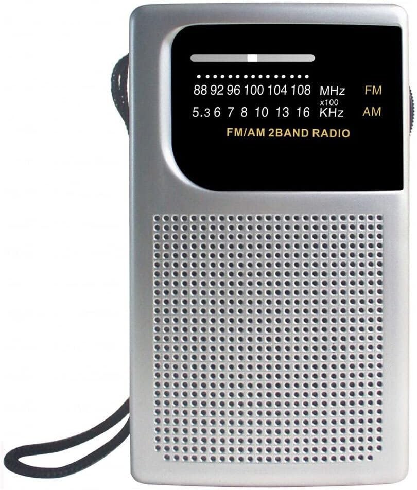 Laser SPK-PR1018 Pocket AM/FM Radio – Portable Transistor Radio with Extendable Antenna, Battery Powered, Vintage Retro Style, 3.5Mm Audio Jack, Carry Strap