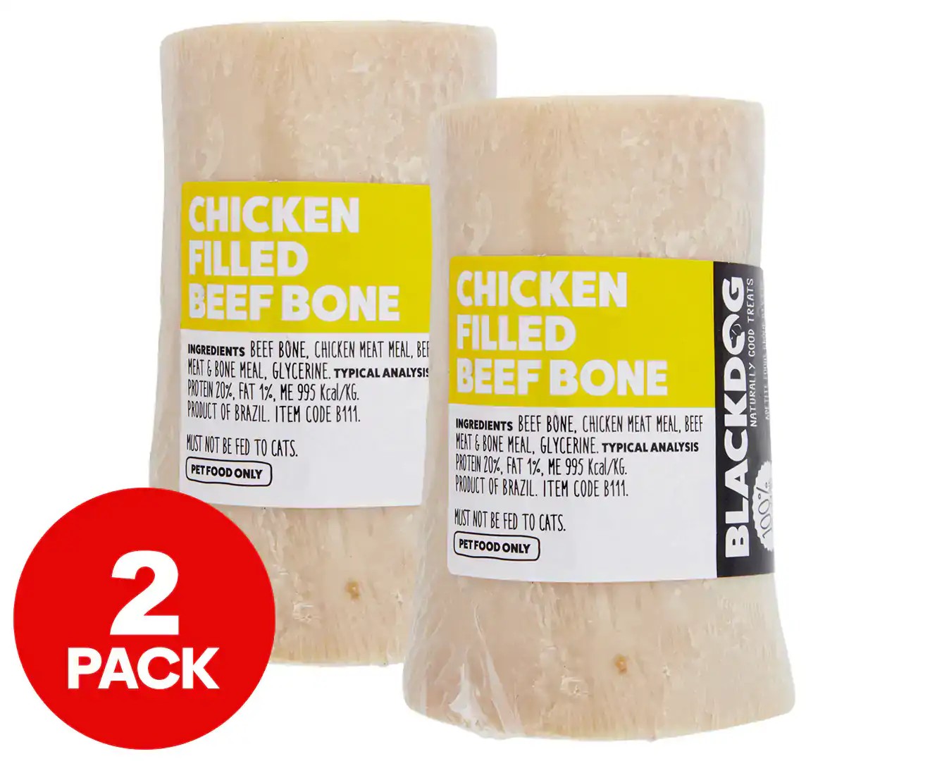 2 X Blackdog Chicken Filled Beef Bone Dog Treat