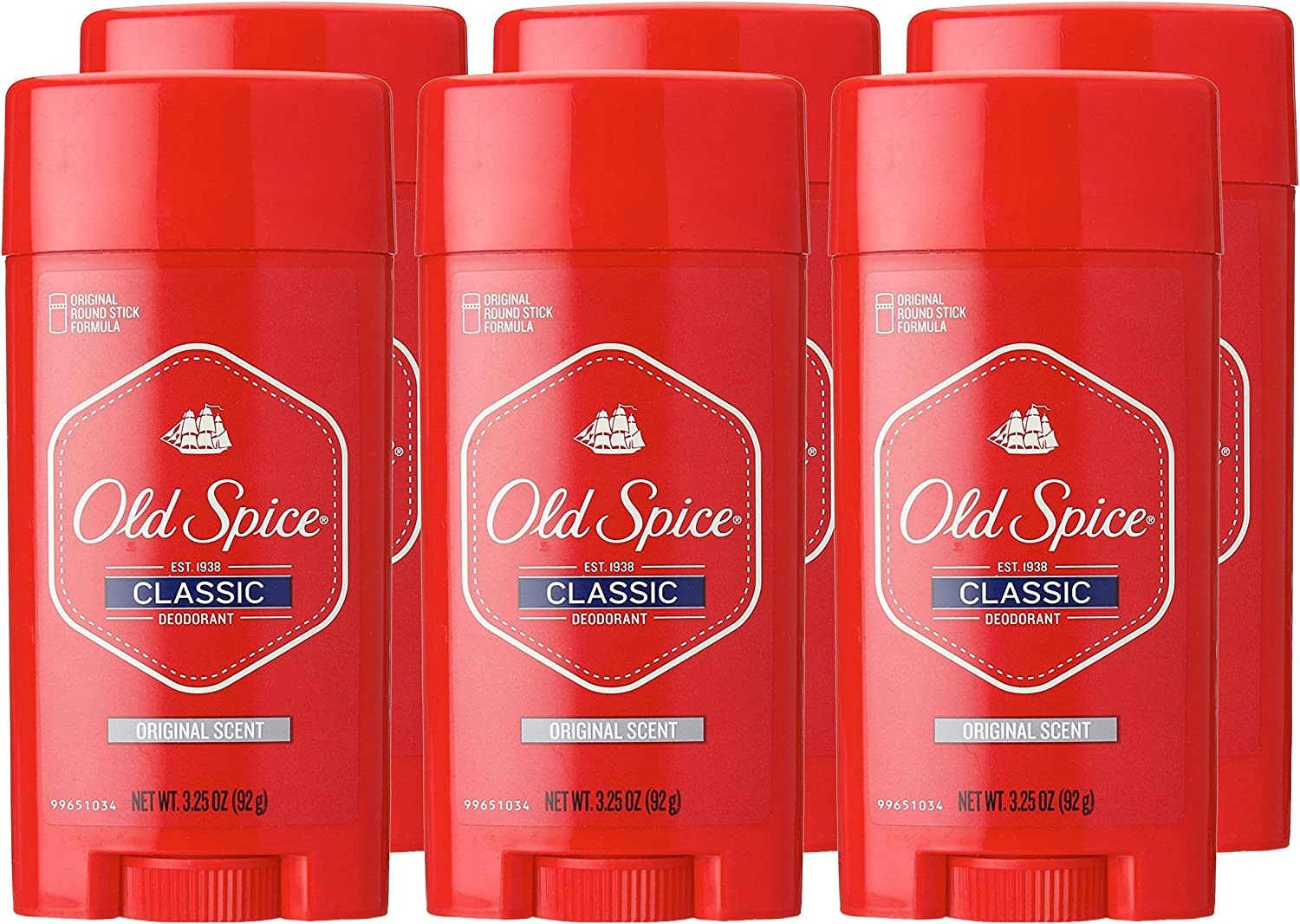 Old Spice Classic Deodorant , Original Scent, 3.25-Ounces (Pack of 6)