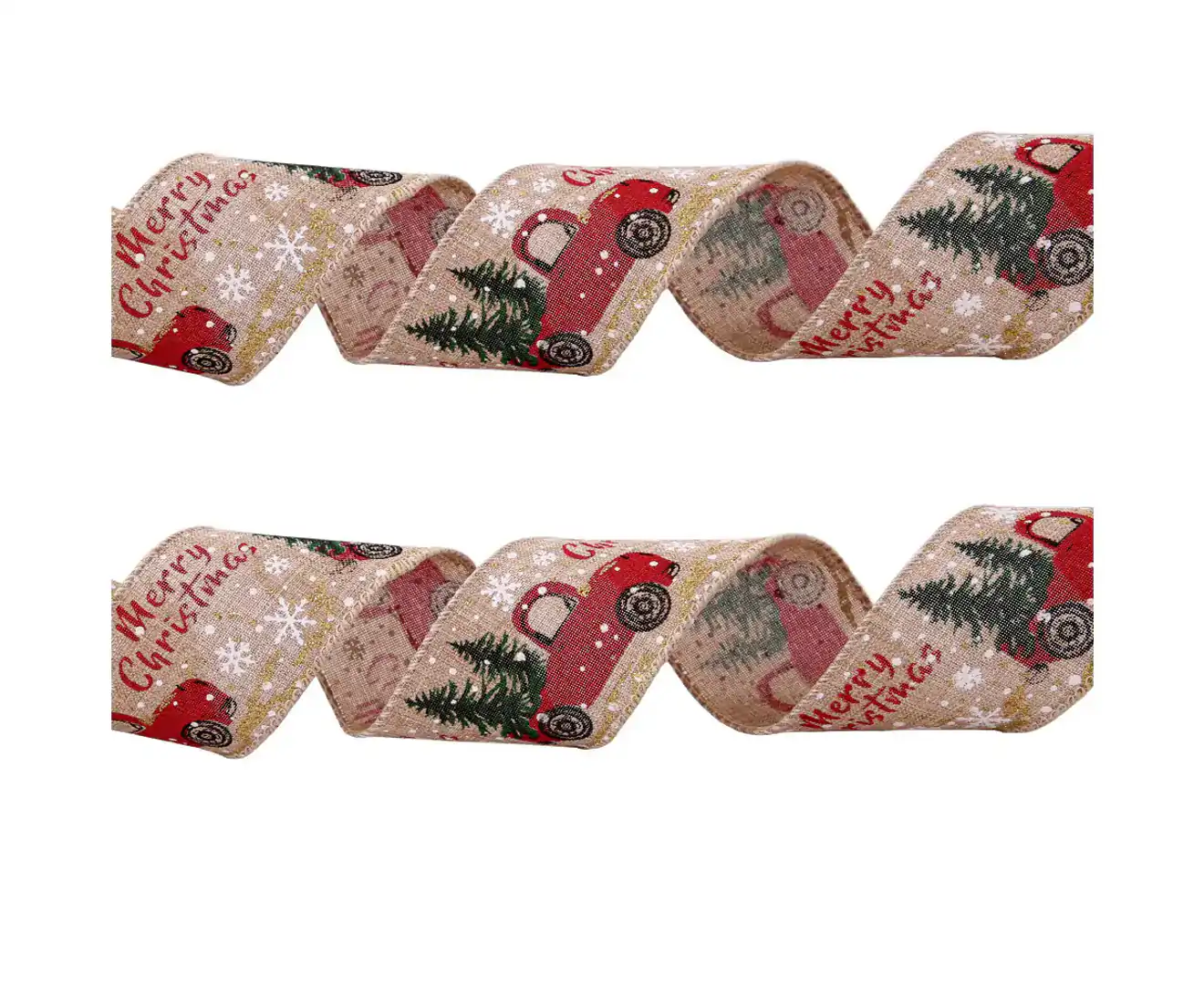 Christmas Ribbon, For Gift Wrapping Wreath Bows Decor, Rustic Fabric  Ribbons Holiday Party Decor