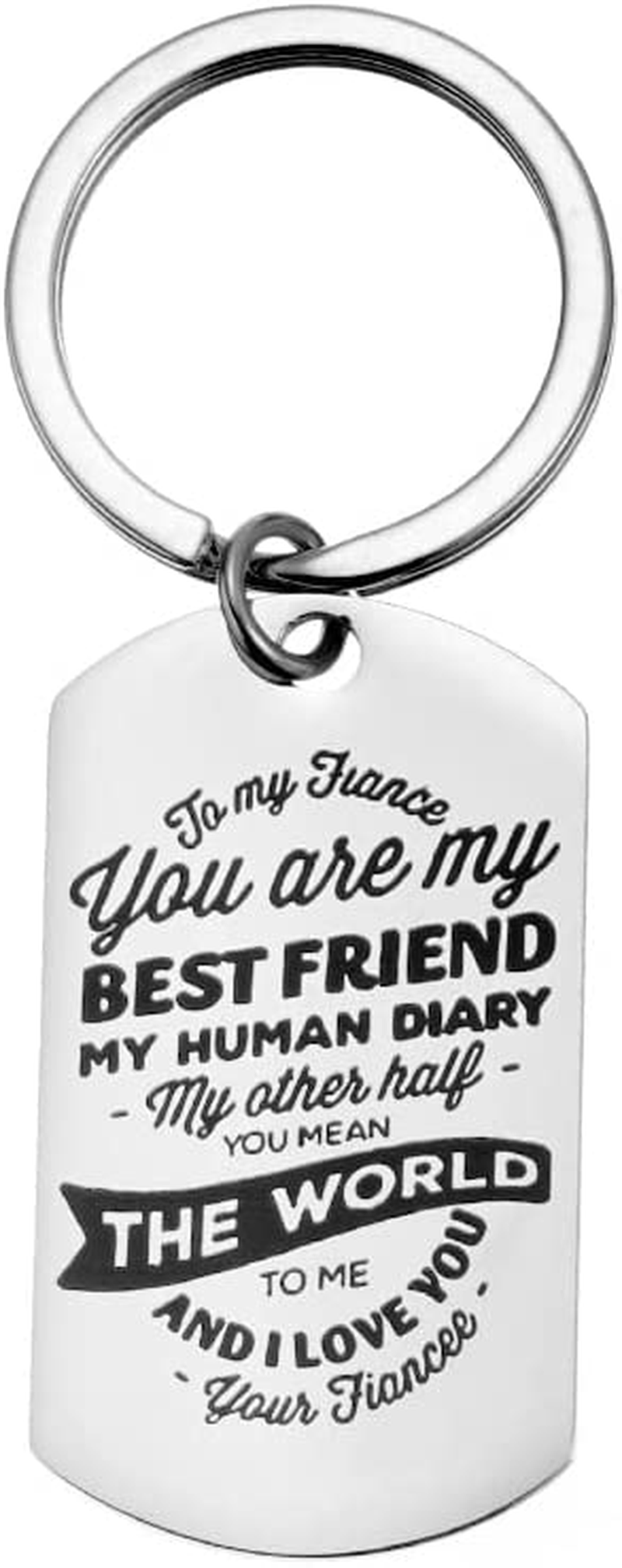 Anniversary Christmas Gift Keychain for Fiance Men Birthday Gifts for Future Husband from Fiancee to My Fiance Gifts You Are My Best Friend My Human Diary Keyring