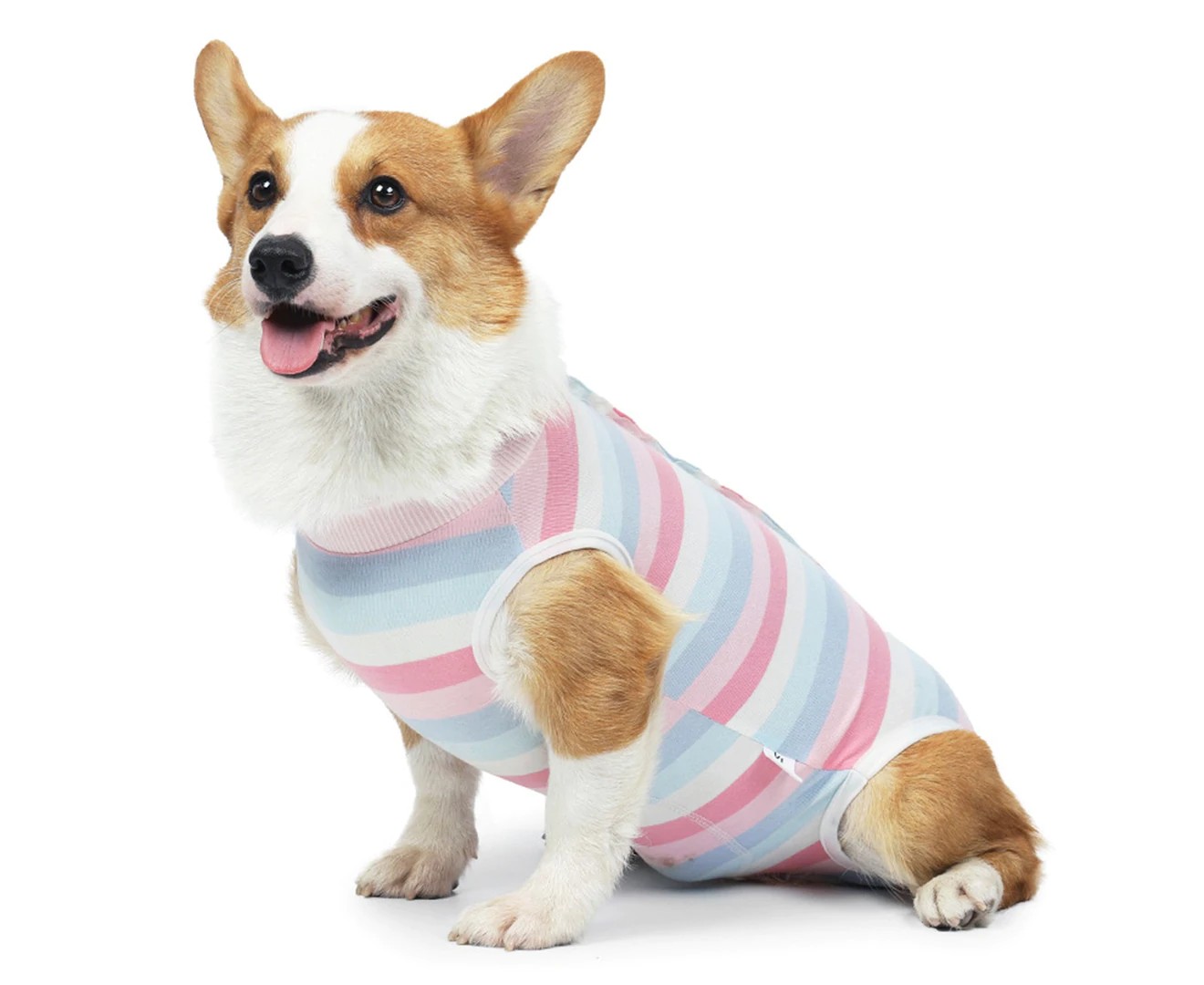 Dog Weaning Suit Stripes Pattern Wound Recovery Elastic Pet Surgery Recovery Suit Pet Supplies-Pink