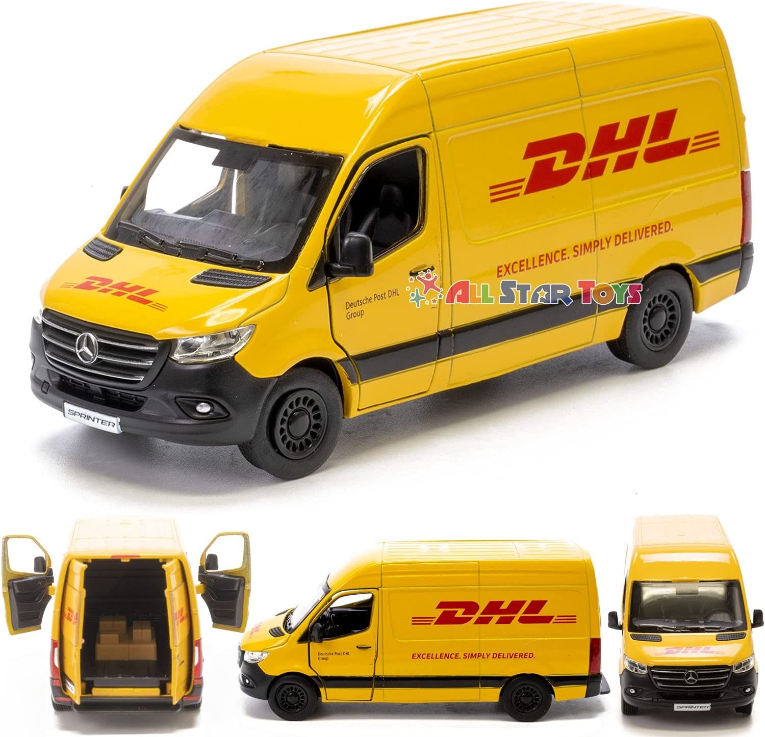 Kinsmart 5″ Mercedes-Benz Sprinter DHL Delivery Van 1:46 Scale