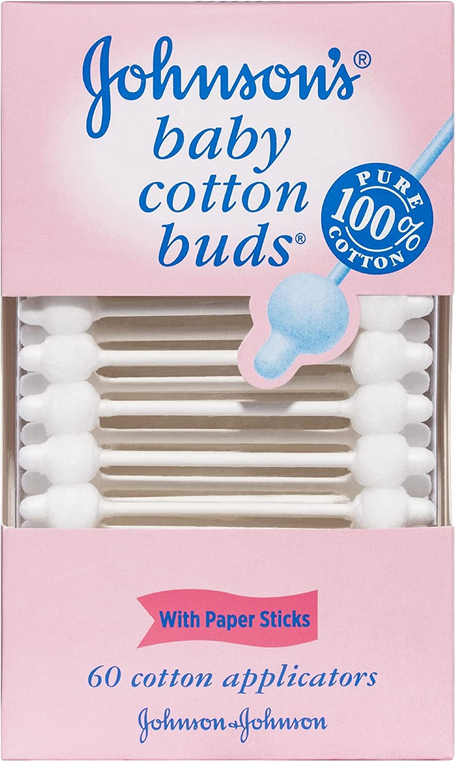 Johnson’S Baby Cotton Buds with Paper Sticks 60 Pack