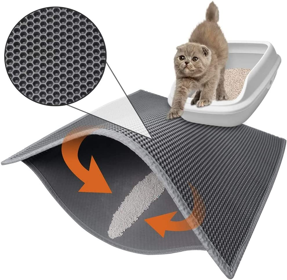 Cat Litter Mat, Kitty Litter Trapping Mat, Honeycomb Double Layer Mats, No  Phthalate, Urine Waterproof, Easy Clean, Scatter Control, Catcher Litter  Tray Box Rug Carpet,Gray 