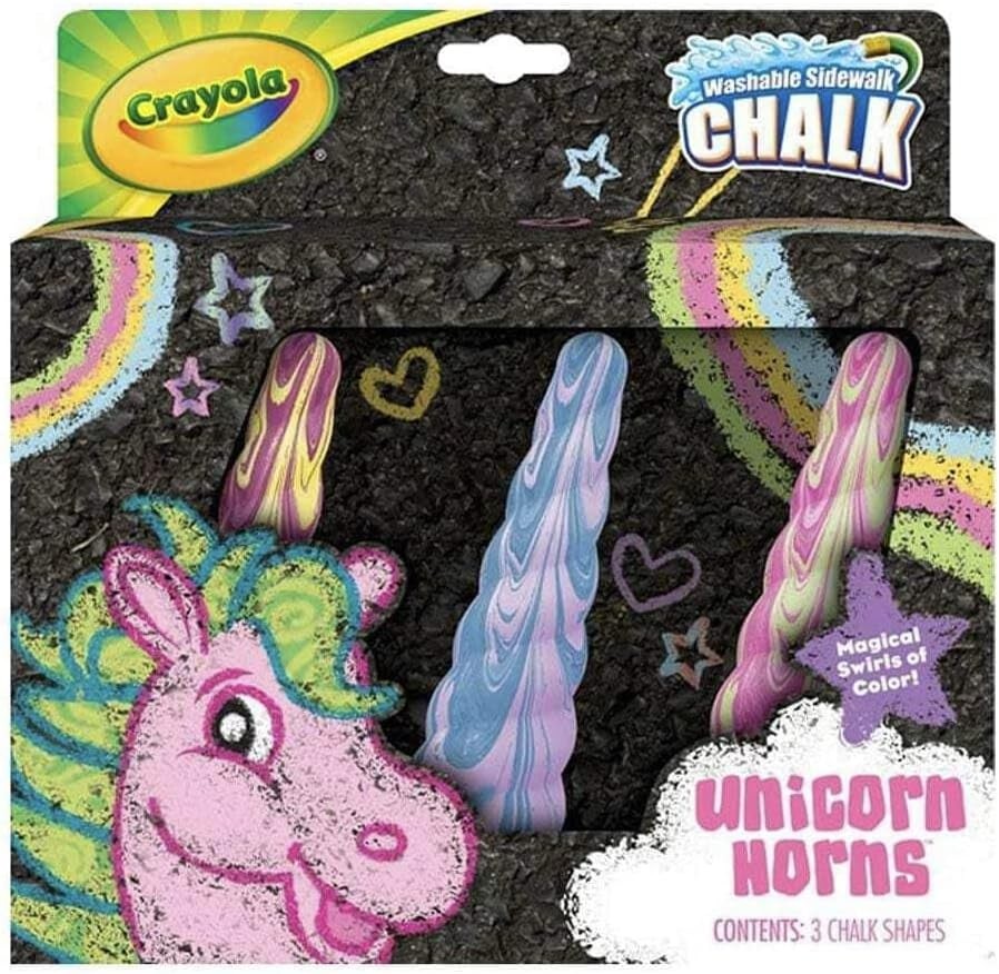 CRAYOLA 51 2050 Uni-Chalk, Unicorn Horns, Tie-Dye Coloured Chalk, Magical Swirls of Colour, Outdoor Play, 3Pk.