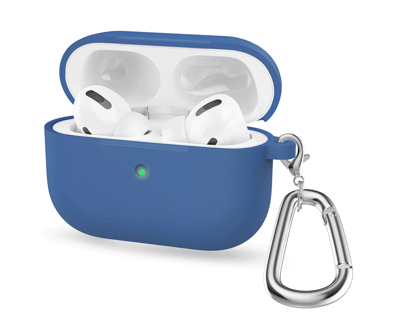 ZUSLAB Airpods Pro Case Silicone Skin Shockproof Full Protective Cover Supports Wireless Charging with Durable Carabiner for Apple – Blue