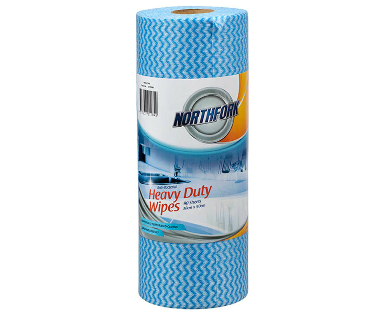 Northfork 45m 90 Sheets Heavy Duty Perforated Roll Wipe Blue Emega