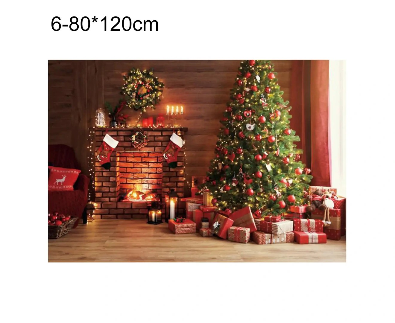 Christmas No-Wrinkle Fabric Backdrop Washable Photo Studio Background Screen Party Decor 6