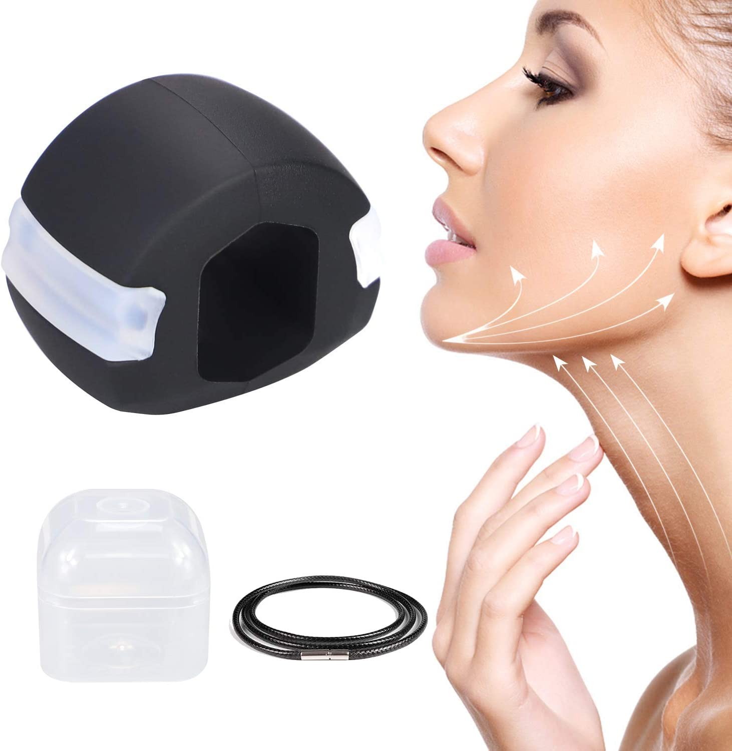 EIGHTHAN Jaw Exerciser and Neck Toning Equipment – Define Your Jawline and Reduce Your Double Chin, Face Slimmer for Men and Women, Black Jaw Shaper with Rope (10Kg Resistance)