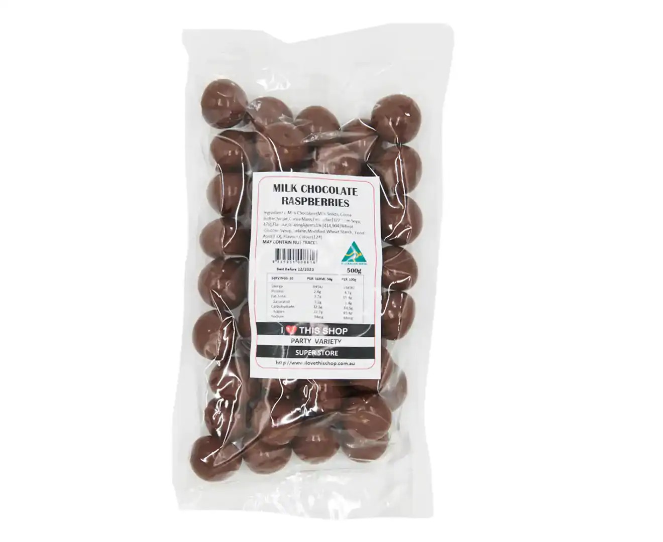 Milk Chocolate Raspberries 500G