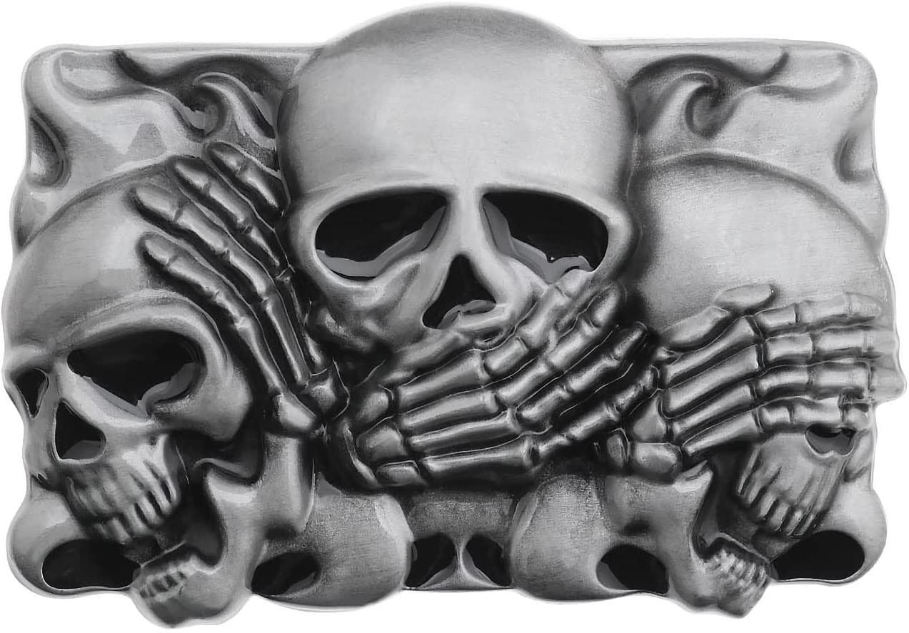 Skull Belt Buckle Rock Punk Belt Buckle Men’S Fashion Cool Retro Western Cowboy Belt Buckles for Men and Women Fit for 3.8-4Cm Width Belt