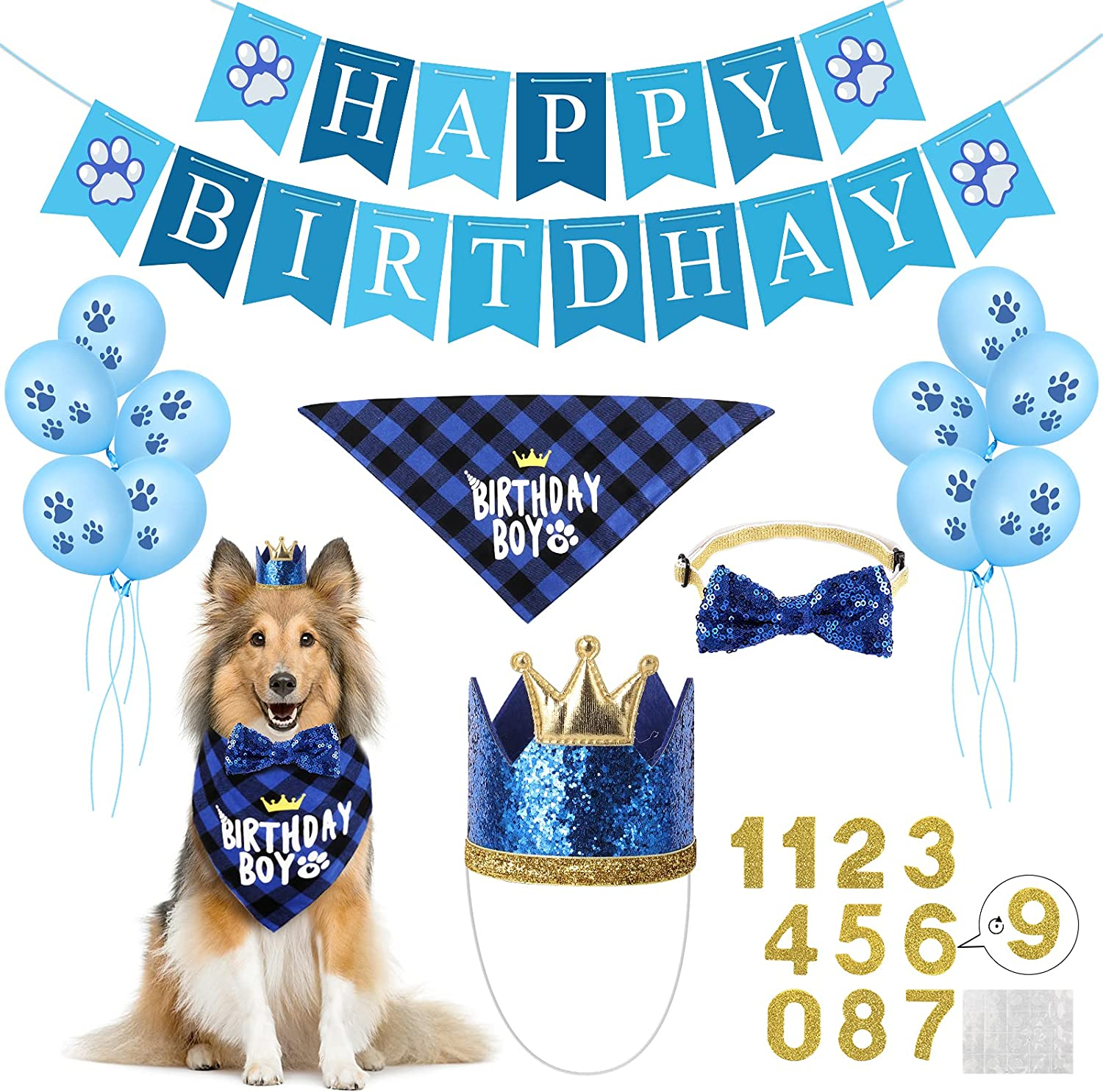 Selemoy Dog Birthday Party Supplies Birthday Hat Bandana Scarf