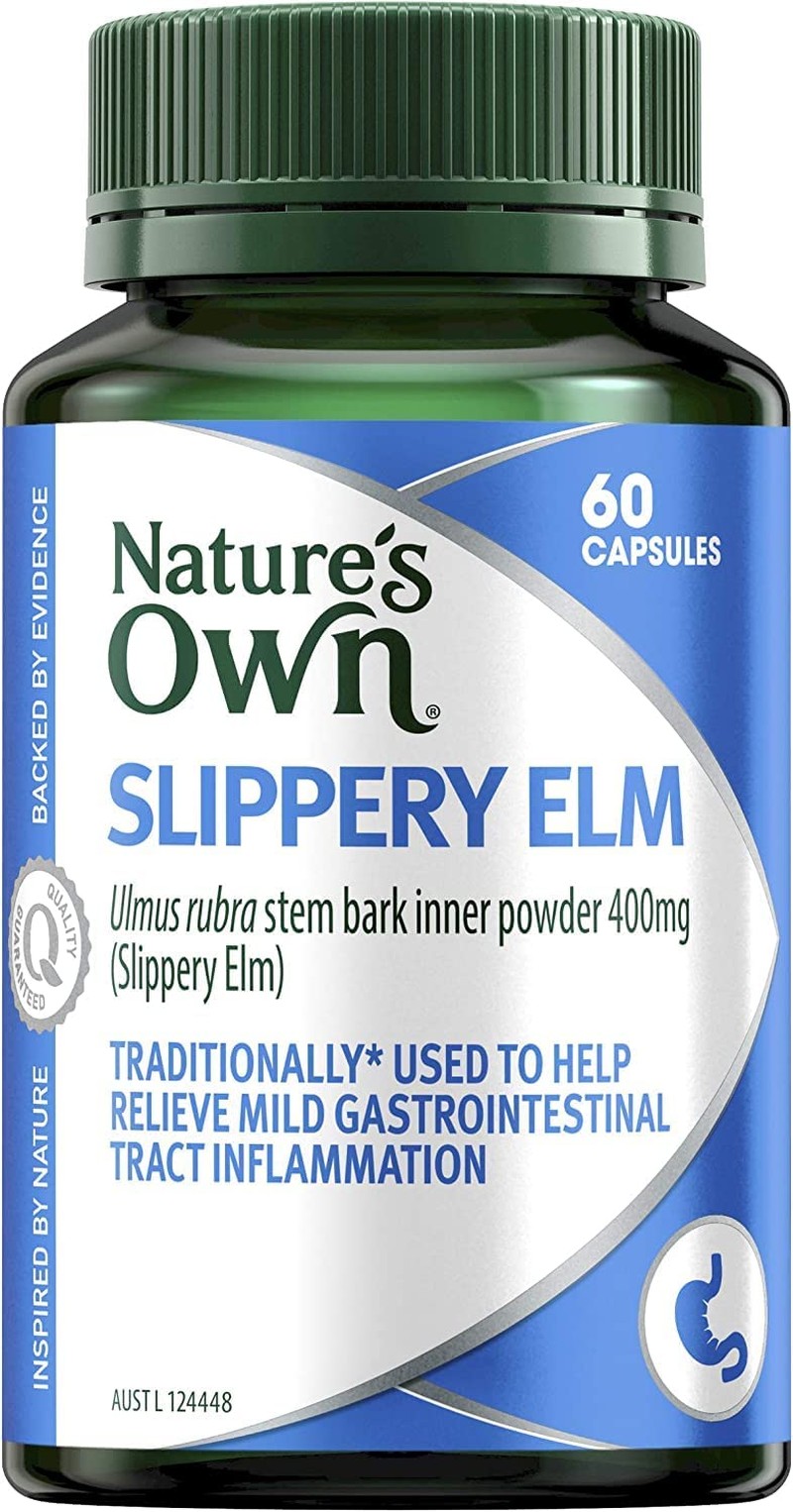 Nature’S Own Slippery Elm 400Mg for Digestive Health – Traditionally Used to Help Relieve Mild Digestive Tract Inflammation, 60 Capsules