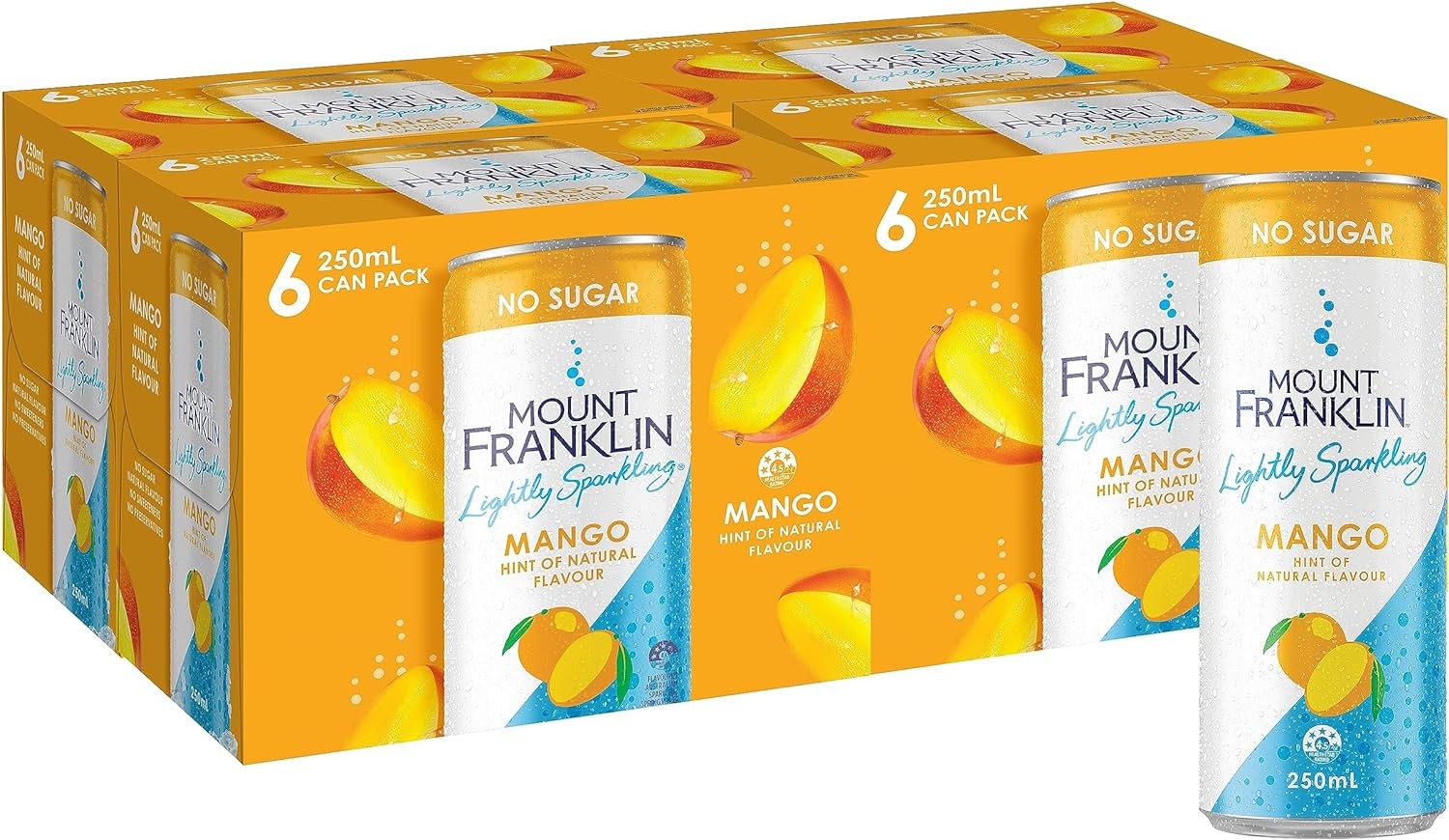 Mount Franklin Lightly Sparkling Water Mango Multipack Mini Cans 24 X 250Ml