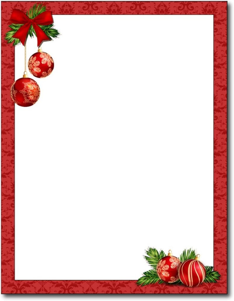 Red Christmas Bulbs Stationery Paper – 80 Sheets