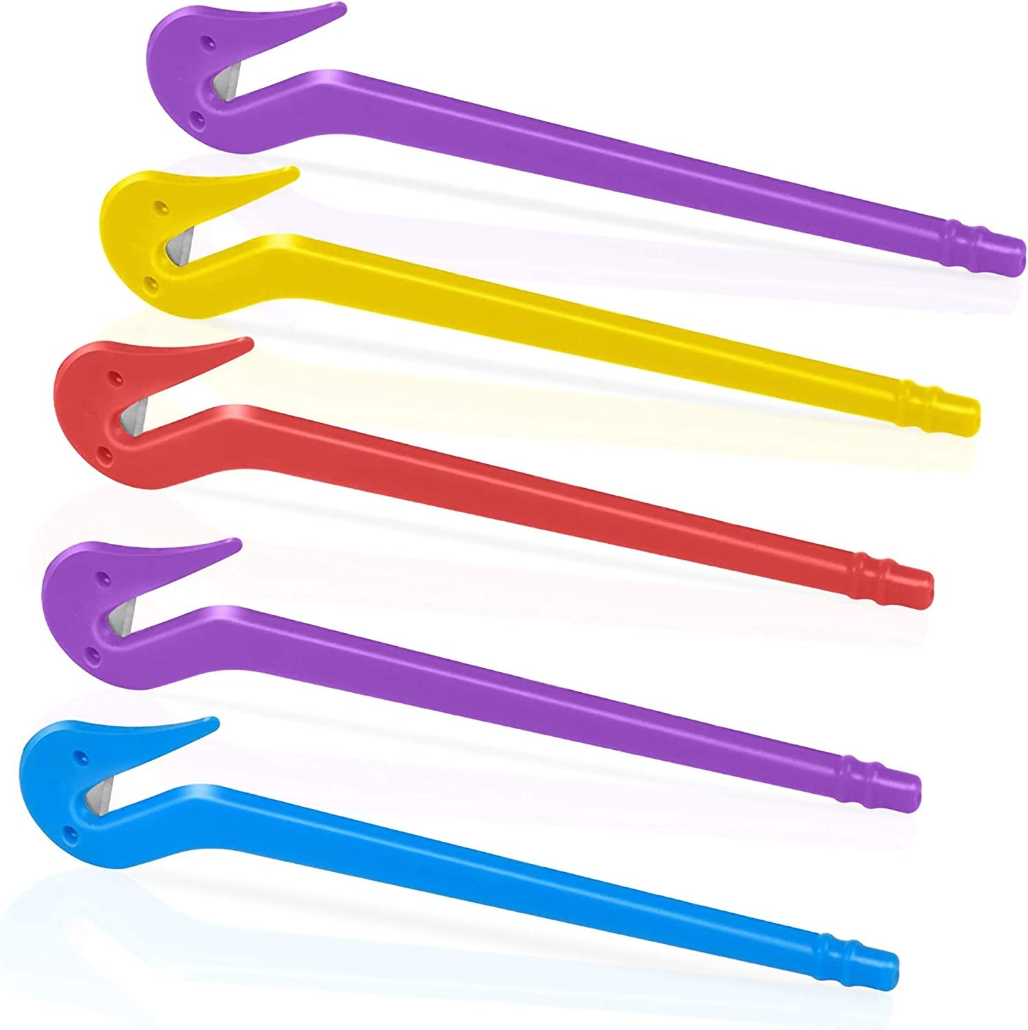 5 Pcs Elastic Hair Bands Remover Cutter, Pony Picks for Cutting Pony Rubber Hair Ties, No Pains, No Harm, Premium Ponytail Remover Tools (2Purple, Blue, Red, Yellow)