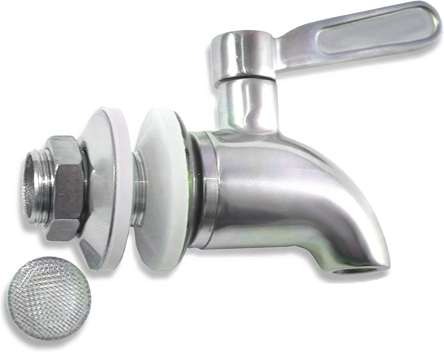 Stainless Steel Replacement Spigot for Beverage Dispenser with Screen Filter – Ice Tea, Kombucha, Lemonade – Also Works with Ceramic Porcelain Crock and Berkey-Type Water Filtration Systems