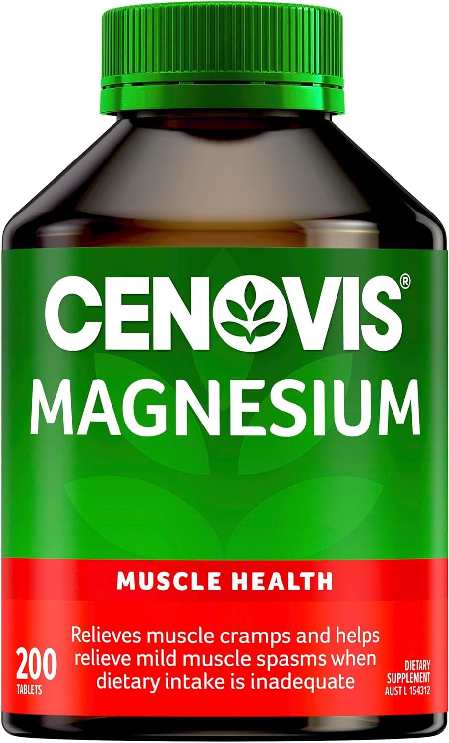 Cenovis Magnesium Tablets Muscle Health Supplement – Relieves Muscle Cramps and Mild Muscle Spasms When Dietary Intake Is Inadequate, 200 Pack