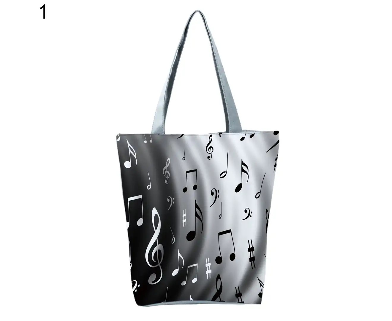 Shoulder Bag Musical Note Large Capacity Cartoon Reusable Wear-Resistant Shopping Bag for Vacation