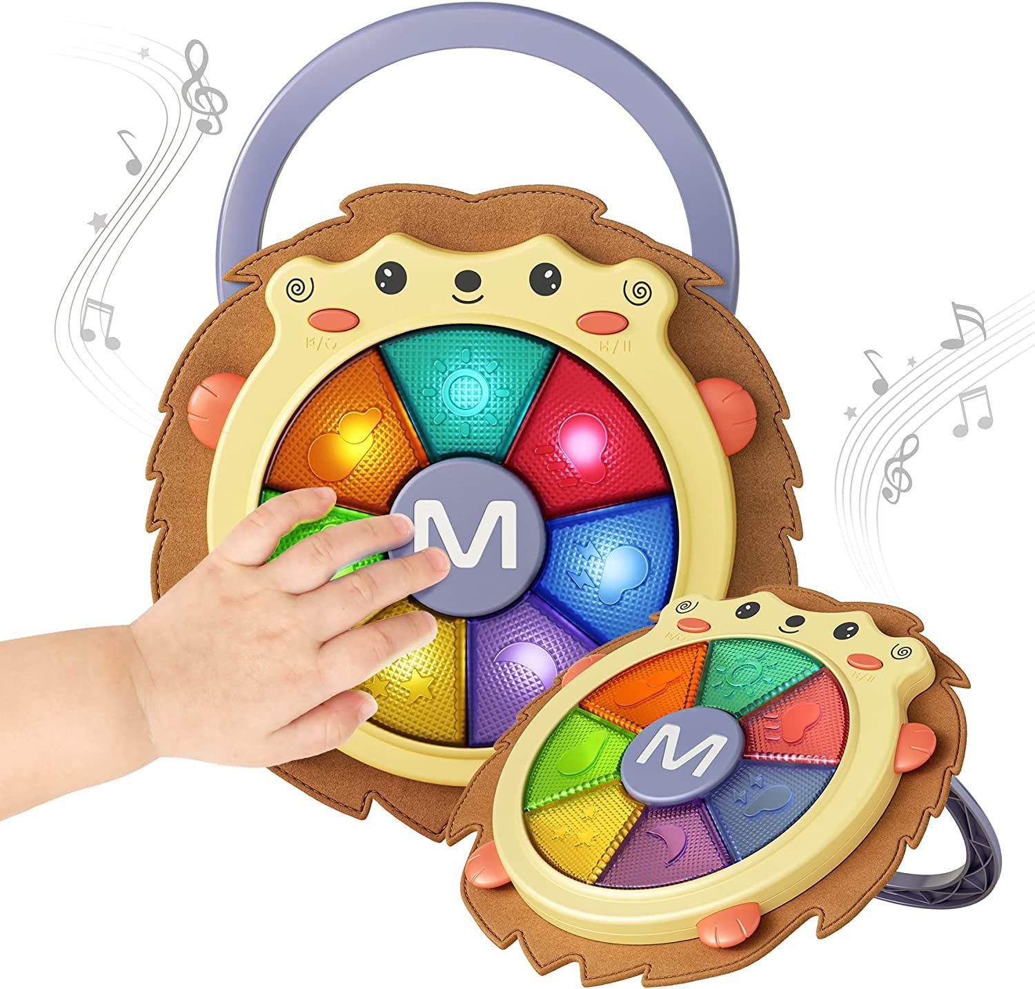 TUMAMA Baby Musical Drum Toy, Light up Toys Electronic Music Sound Baby Toys Toddler Musical Instruments Light up Game Baby Sleep Soother Toy Christmas Birthday Gifts for Boy Girls Kids 2 3 Years