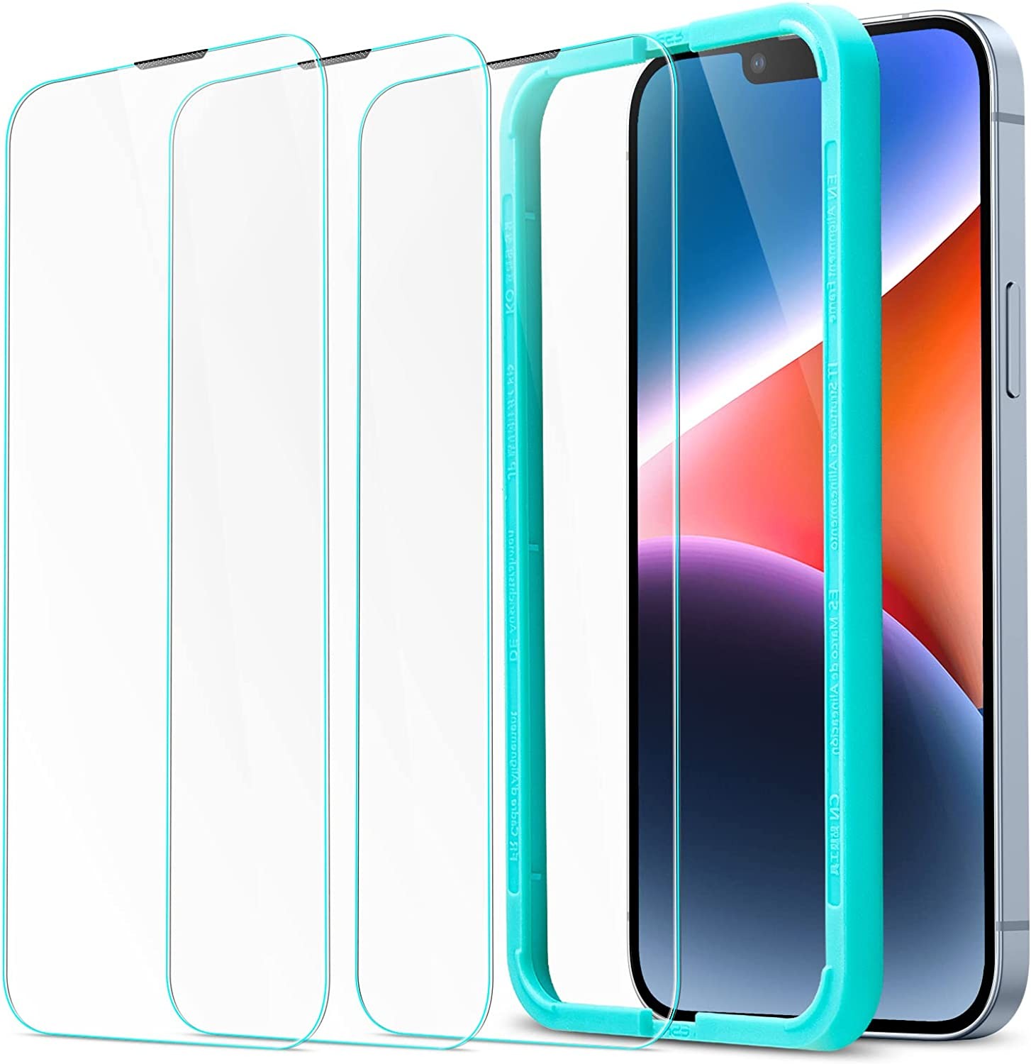 ESR for Iphone 13 Pro Max Screen Protection [3 Pack], Iphone 14 plus Screen Protector, 6.7 Inch Military-Grade Tempered Glass with Easy Installation Frame, Ultra Tough, Scratch Resistant