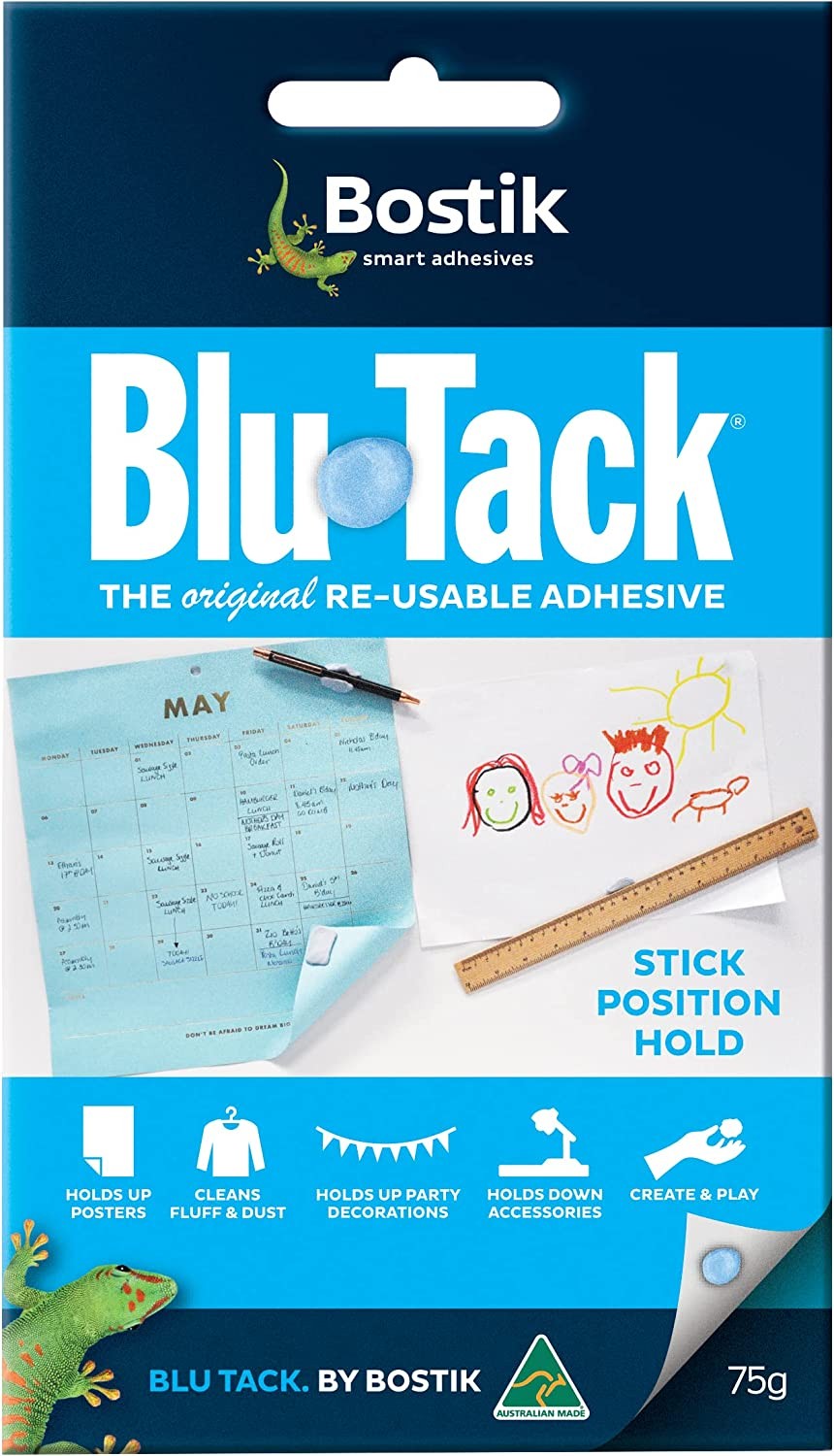 Bostik Blu Tack 75 G, 1 Pack, Blue/Gray