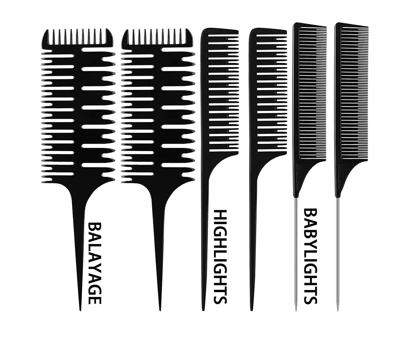 6 Pieces Highlighting Weaving Comb Dyeing Hair Comb Weaving Sectioning Foiling Comb Rat Tail Styling Hair Dyeing Combs for Highlights