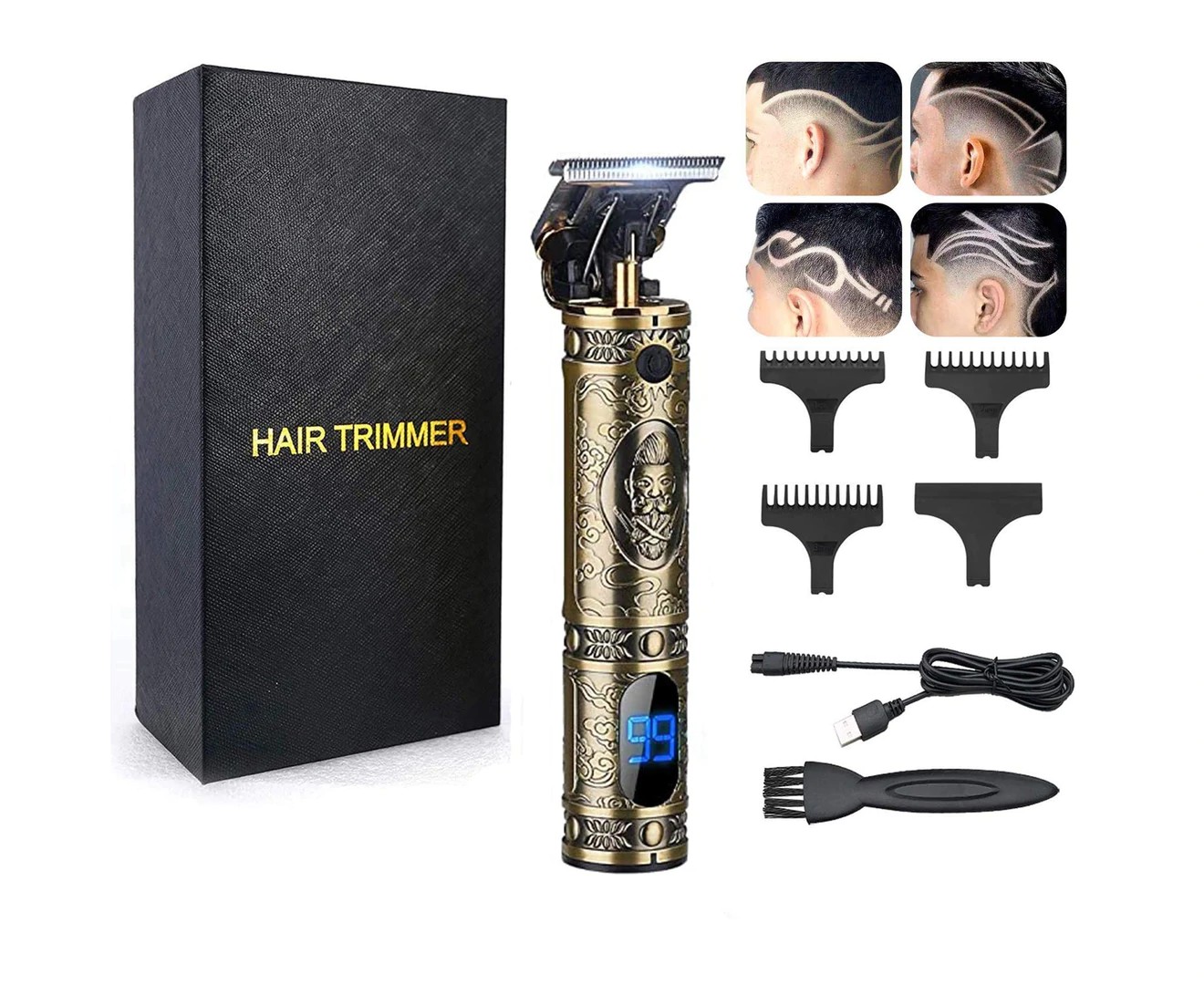 Professional Mens Hair Clippers Zero Gapped Cordless Hair Trimmer Professional Haircut & Grooming Kit for Men Rechargeable LED Display