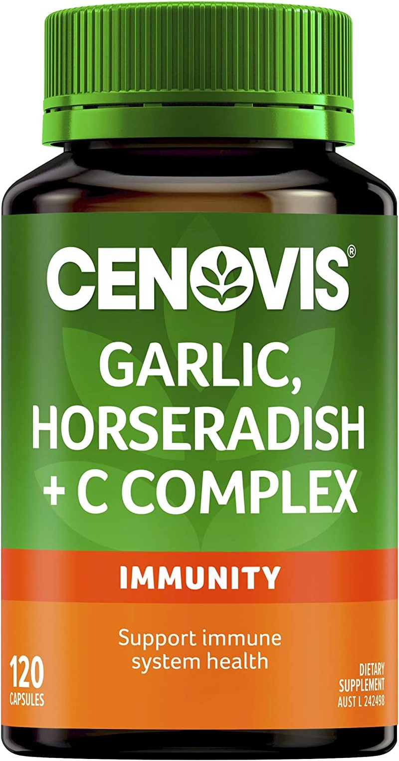 Cenovis Garlic, Horseradish + Vitamin C Complex for Immune Support – Relieve Severity and Reduce Duration of Common Cold Symptoms, 120 Pack