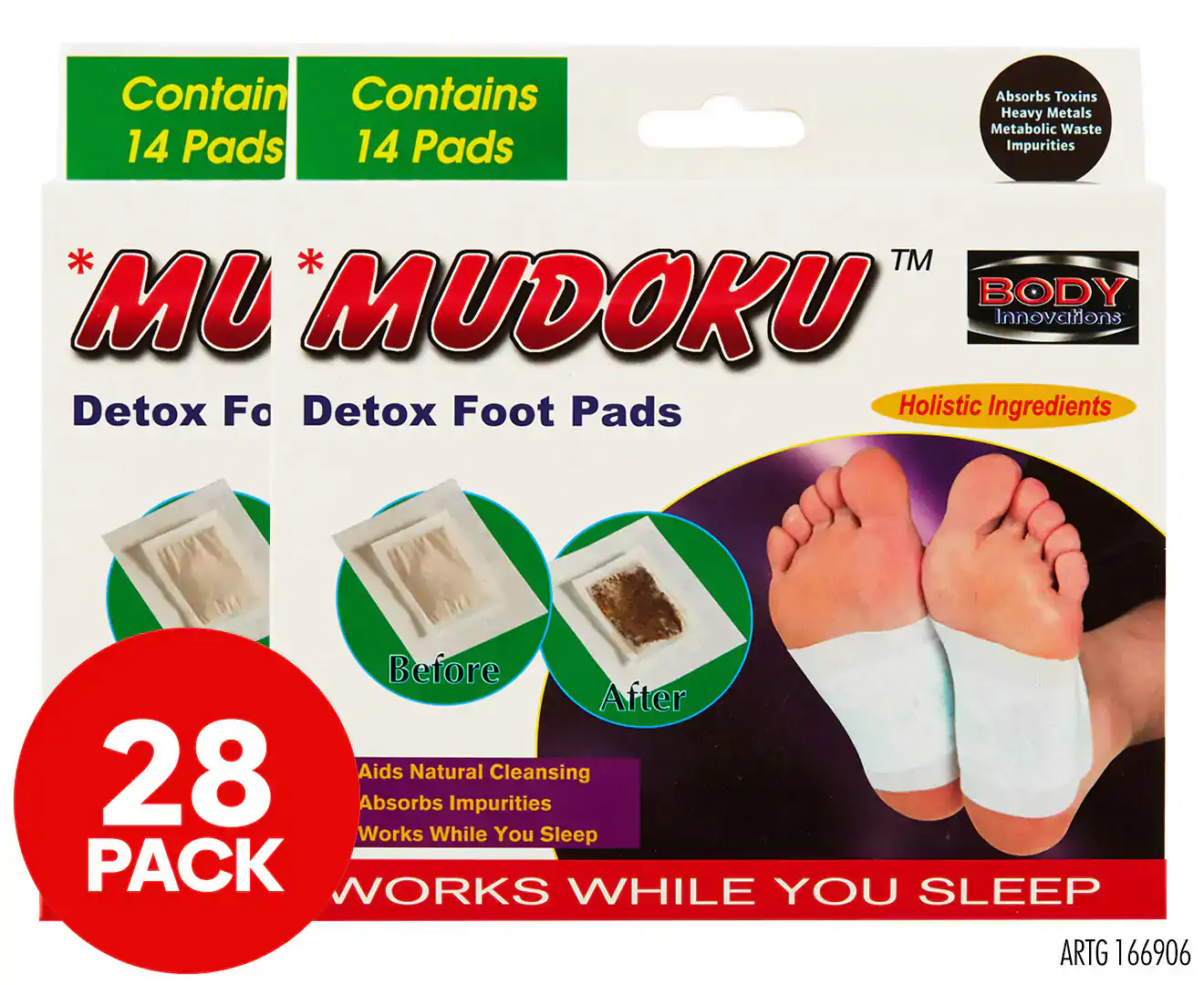 2 X Mudoku Detox Foot Pads 14Pk