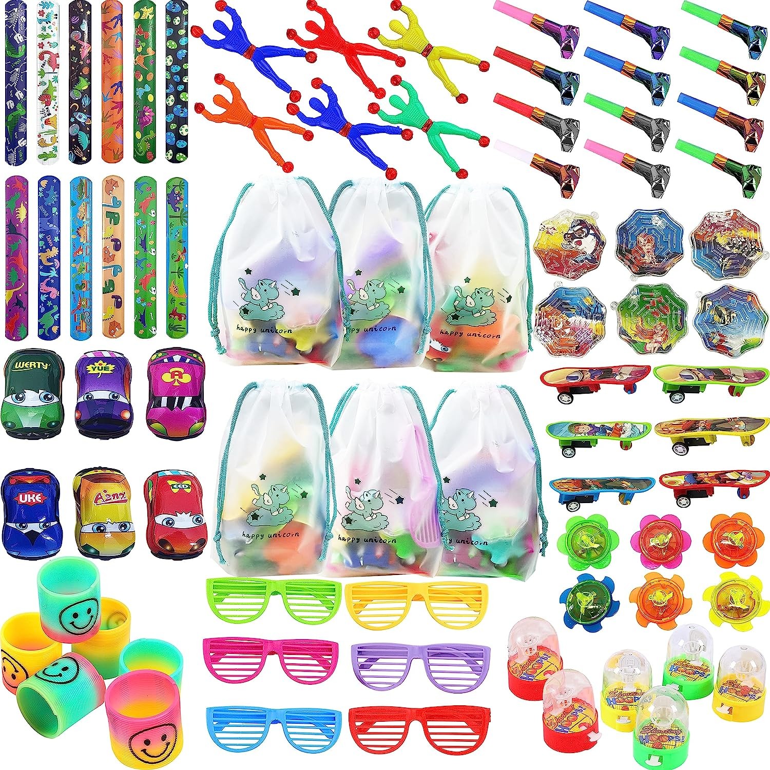 Elfew 78 PCS Party Favors Toy Assortment for Kids Party Bag Fillers, Pinata Filler Gift for Children Birthday Party Favor Supplies Goodies Bags Fillers Children Carnival Prize Bag for Classroom（Colors Are Random）