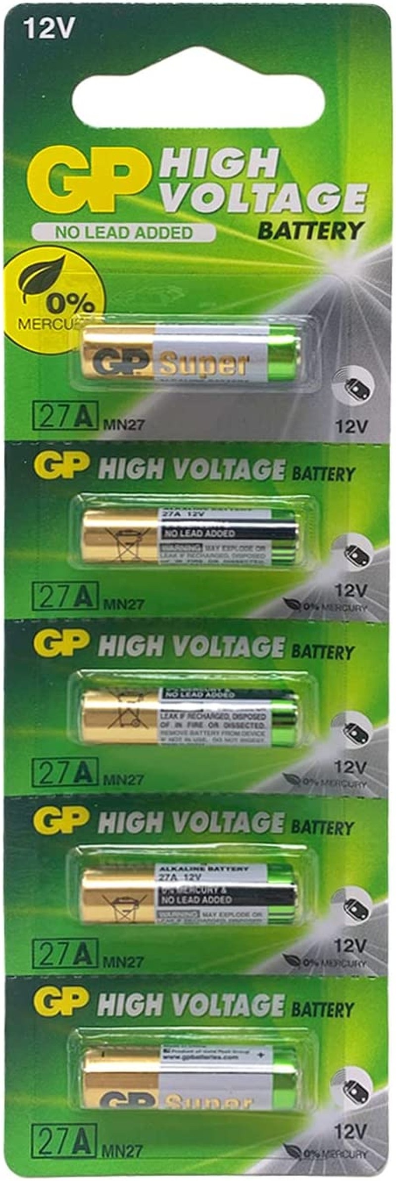 GP 5 X Gp 27A Mn27 12V Alkaline Battery