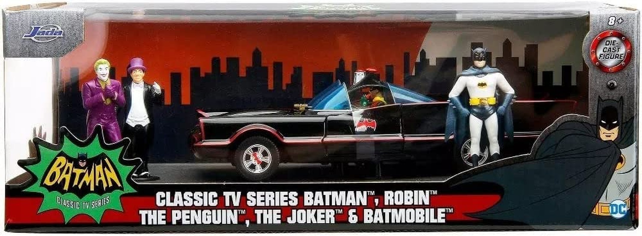 Jada Toys Classic TV Series Batmobile 1:24 Scale Diecast Car with 4 Figures