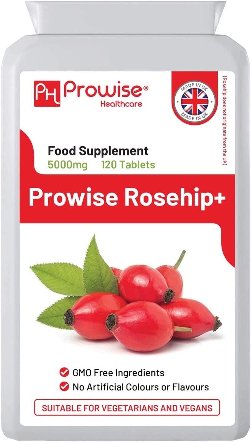 Rosehip Health+ 5000Mg 120 Vegetarian & Vegan Tablets | High Strength Rosehip Tablets Supplements – UK Manufactured | GMP Standards by Prowise Healthcare