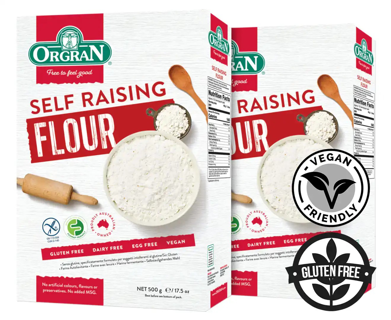 2 X Orgran Gluten Free Self Raising Flour 500G