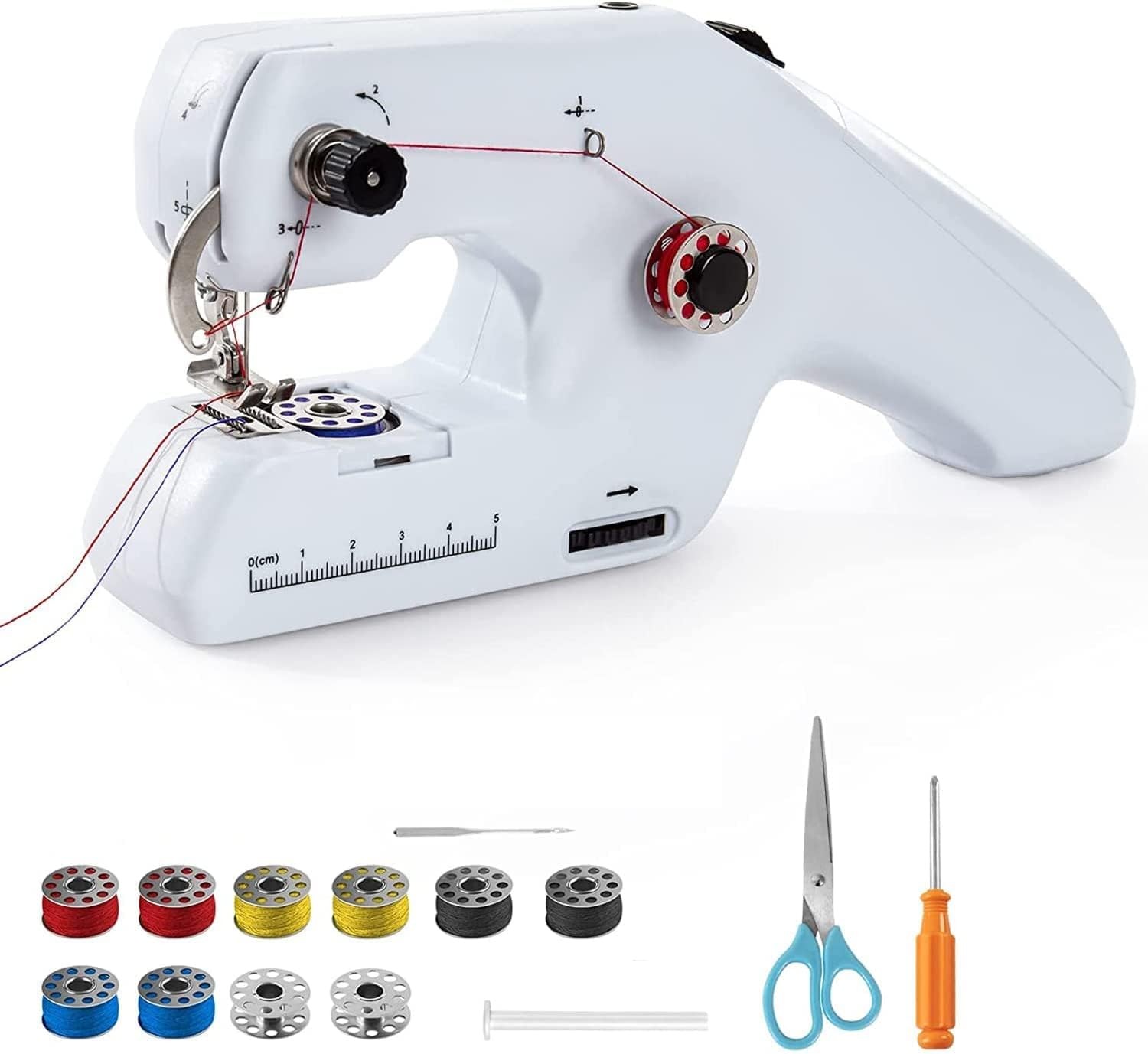 YITIKA Hand Sewing Machine Portable Electric,Double Thread Hand Sewing Machine Equipped ,Easy to Apply,For Beginners and Kids,Applicable to Clothing, Curtains, Fabric Toys White