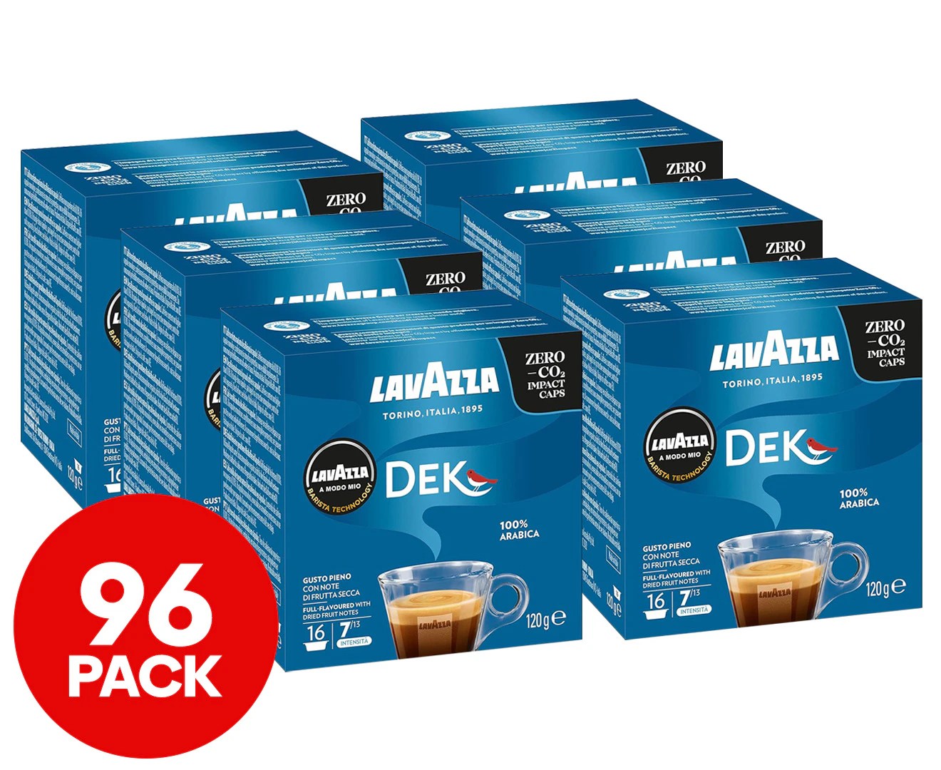 6 X 16Pk Lavazza a Modo Mio Coffee Capsules Dek Cremoso (Decaffeinated)